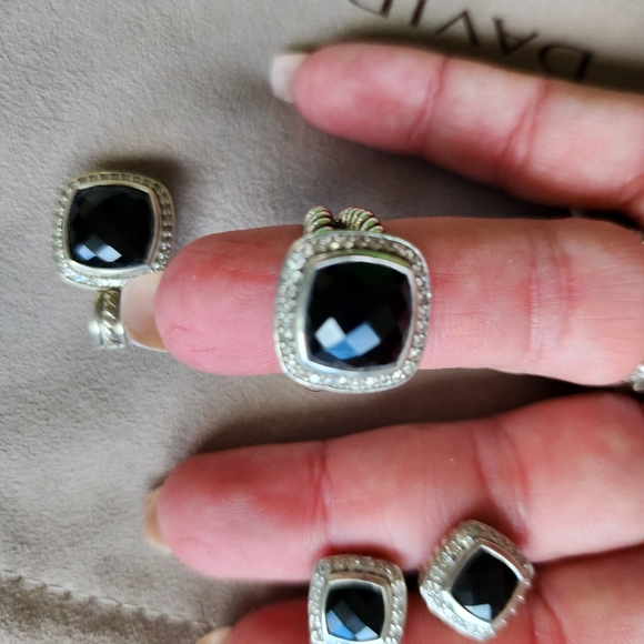 David Yurman black onyx and diamond ring - Picture 10 of 10